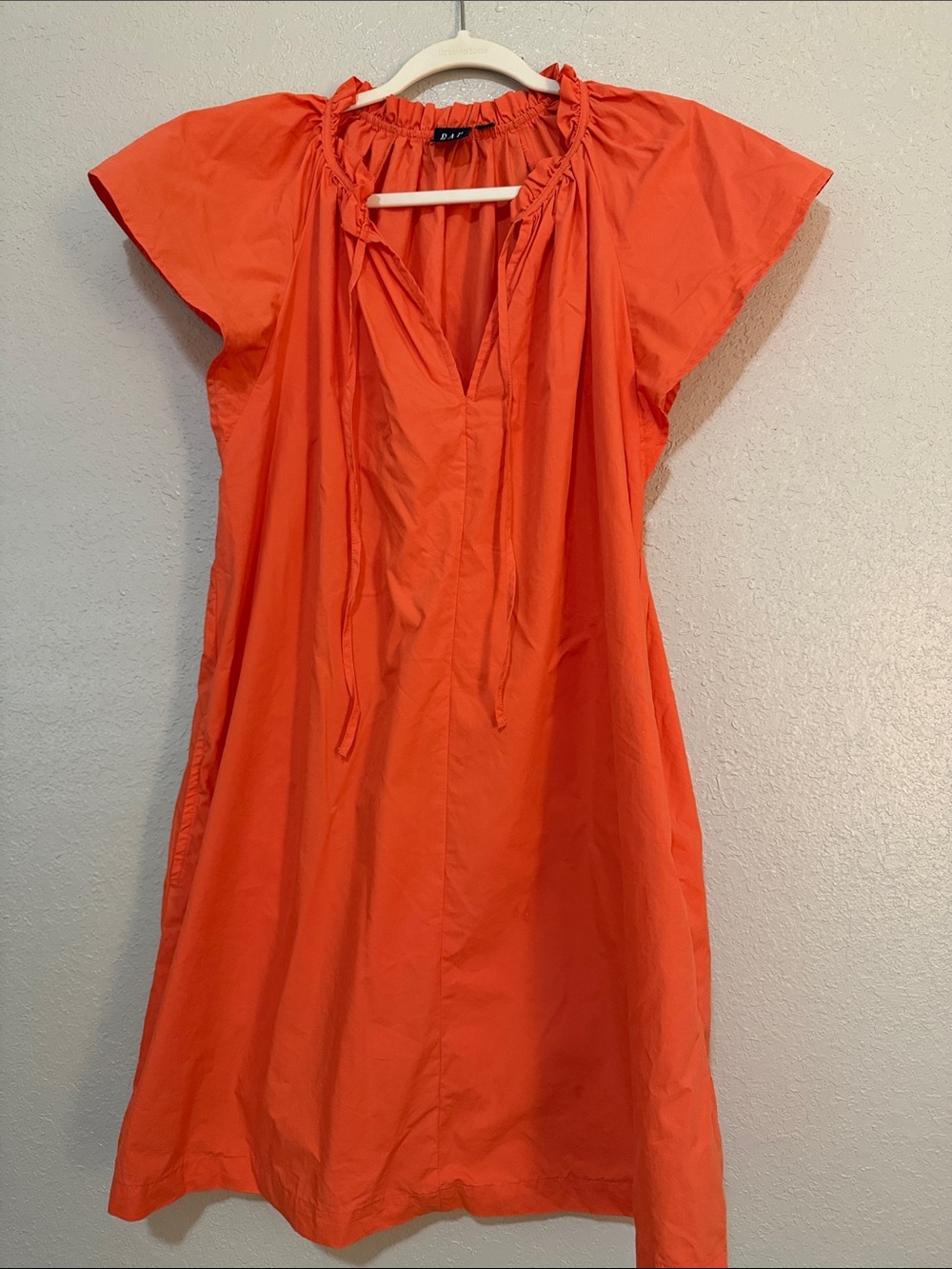 GAP Orange Cotton Tie-Neck Women's Dress